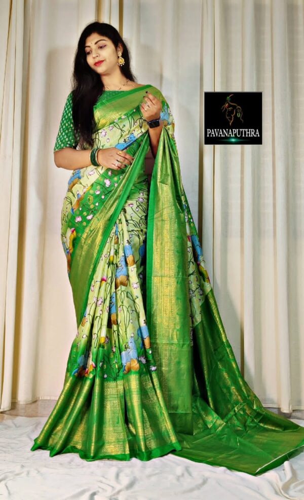 Designer Festival Printed Green Saree