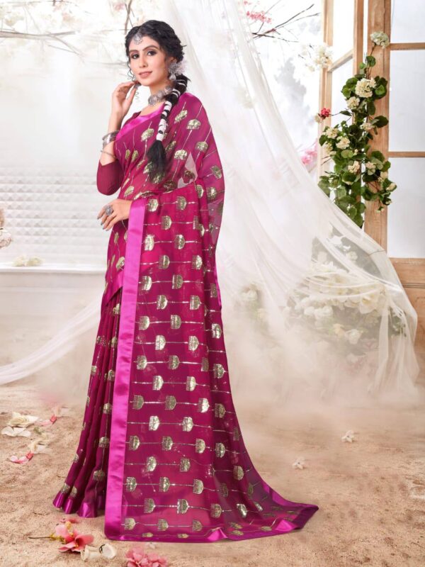 Sequence Work Pink Saree Pakistani