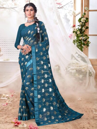 Stylish Women Sequence Blue Saree