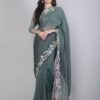 Wedding Work Border Grey Saree