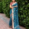 Wedding Wear Silk Blue Saree in Patola