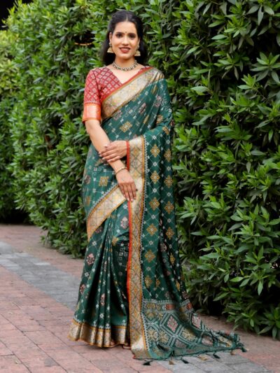 Patola Pattern Silk Green Saree