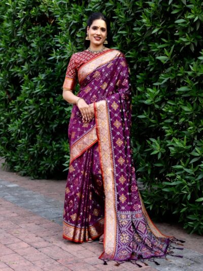 Banarasi Patola Silk Purple Saree