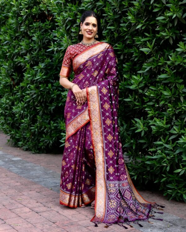 Banarasi Patola Silk Purple Saree