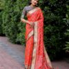 Traditional Patola Design Silk Orange Saree