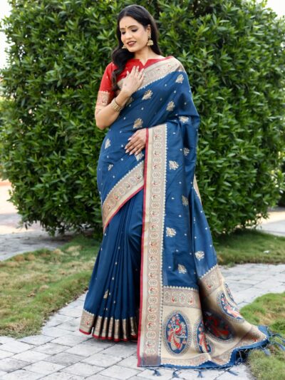 Banarasi Formal Silk Blue Saree in UK