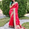 Traditional Banarasi Women Pink Saree