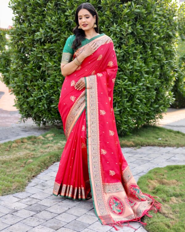 Traditional Banarasi Women Pink Saree