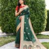 Pakistani Women Wear Silk Green Saree