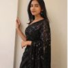 Sequence Black Saree in Georgette