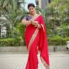 Wedding Women Wear Work Red Saree