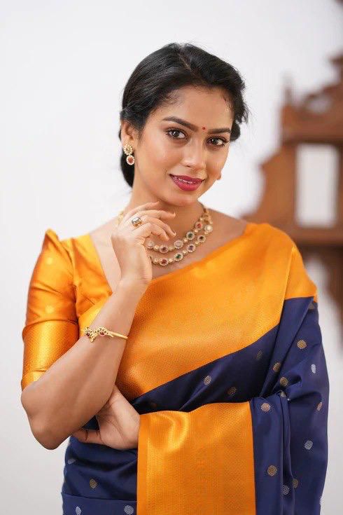 Wedding Women's Wear Silk Blue Saree