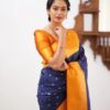 Wedding Women's Wear Silk Blue Saree