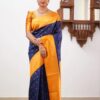 Wedding Women's Wear Silk Blue Saree