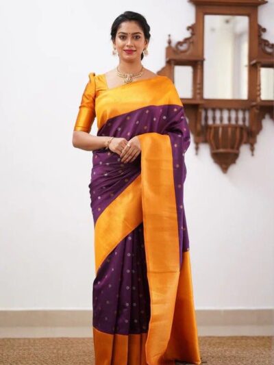 Silk Purple Saree with Designer Border