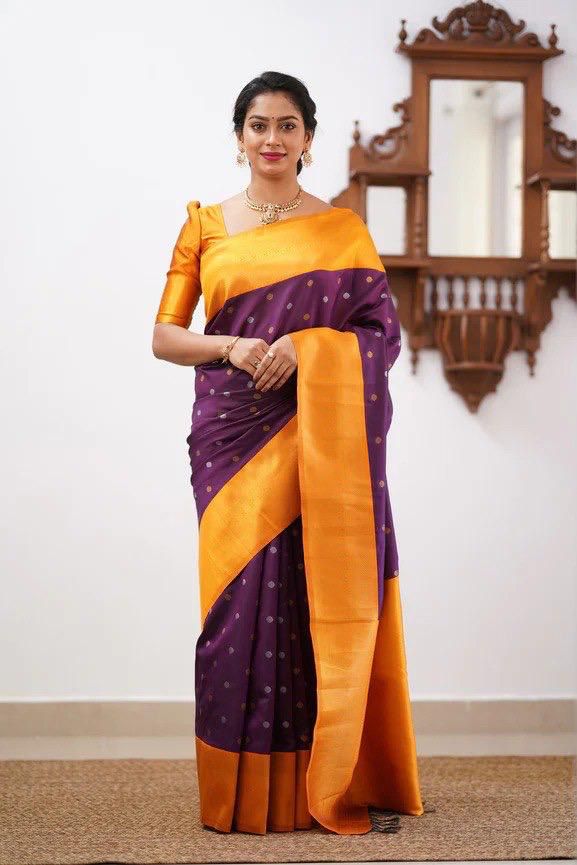 Silk Purple Saree with Designer Border