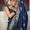 Designer Wedding Silk Blue Saree
