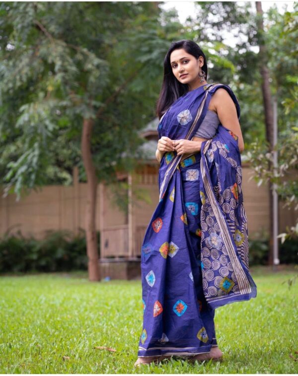 Formal wear Printed Silk Blue Saree