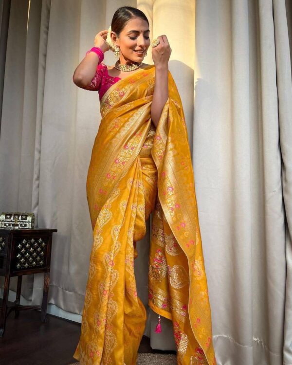 Banarasi Wedding Haldi Yellow Saree