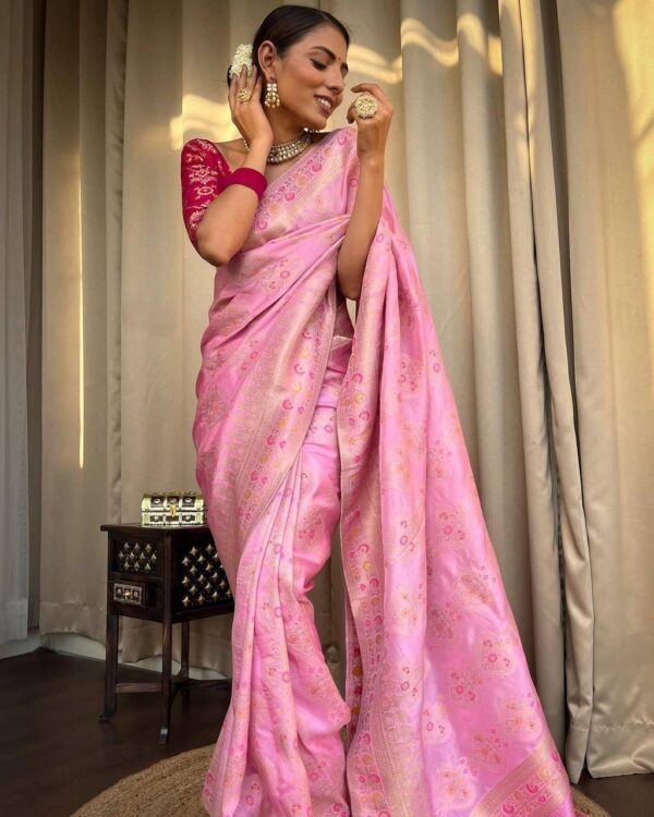 Designer Banarasi Pink Saree