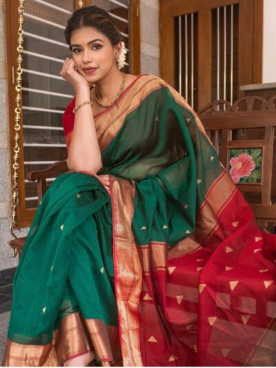 Formal Stylish Women Wear Green Saree