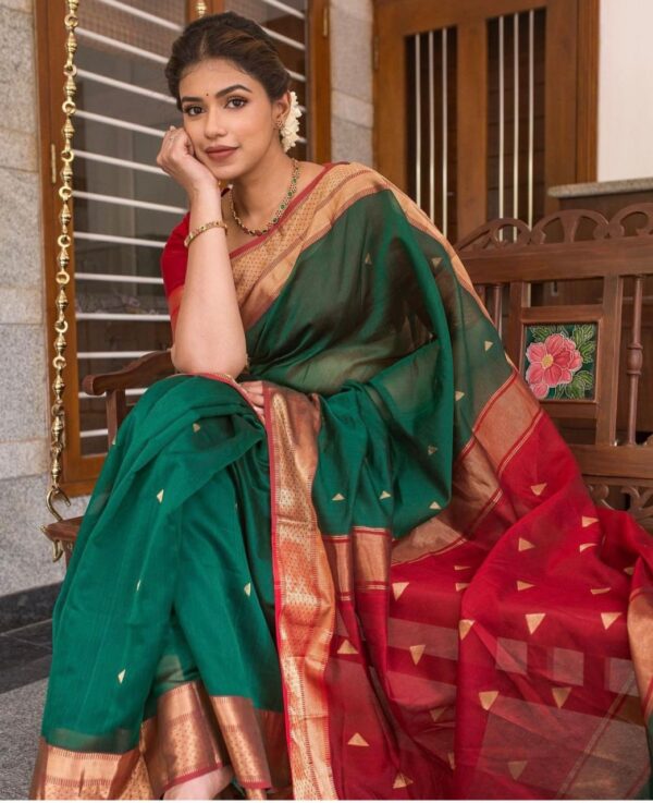 Formal Stylish Women Wear Green Saree