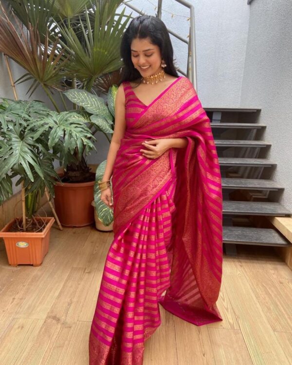 UK Bollywood Wedding Silk Pink Saree