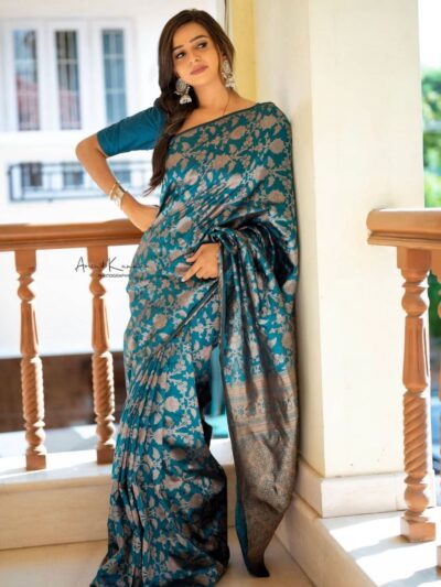 Wedding Designer Blue Silk Saree