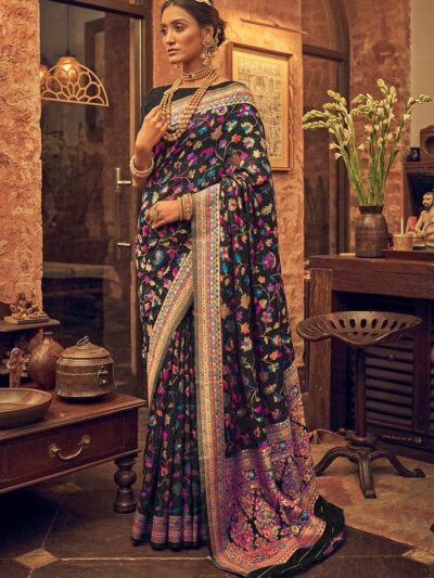 Designer Bollywood Silk Black Saree