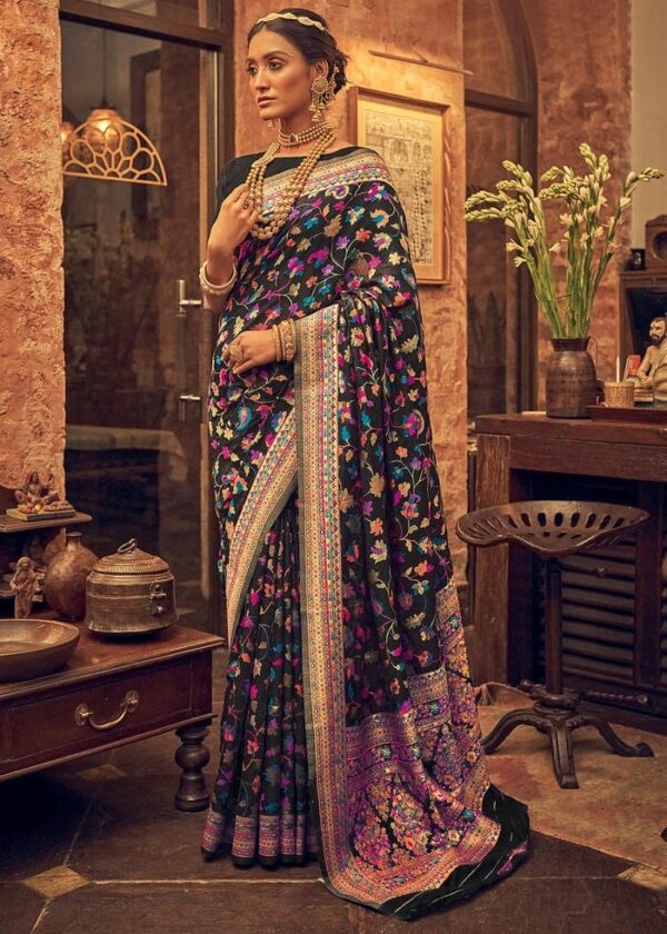 Designer Bollywood Silk Black Saree