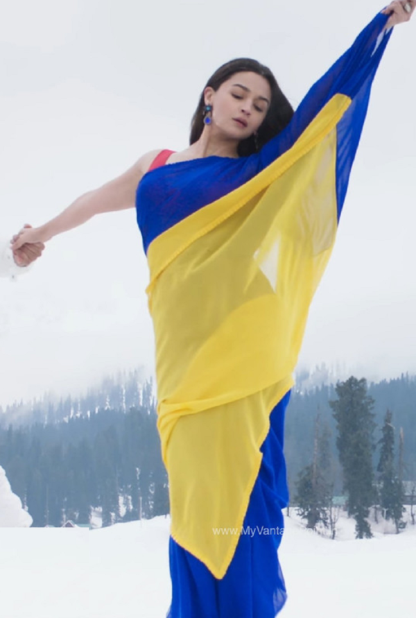 Bollywood Stylish Georgette Blue Saree