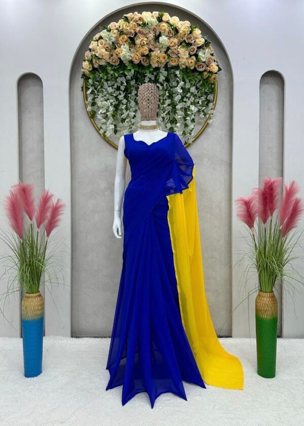 Bollywood Stylish Georgette Blue Saree
