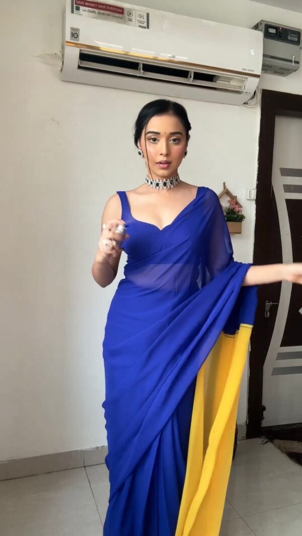 Bollywood Stylish Georgette Blue Saree