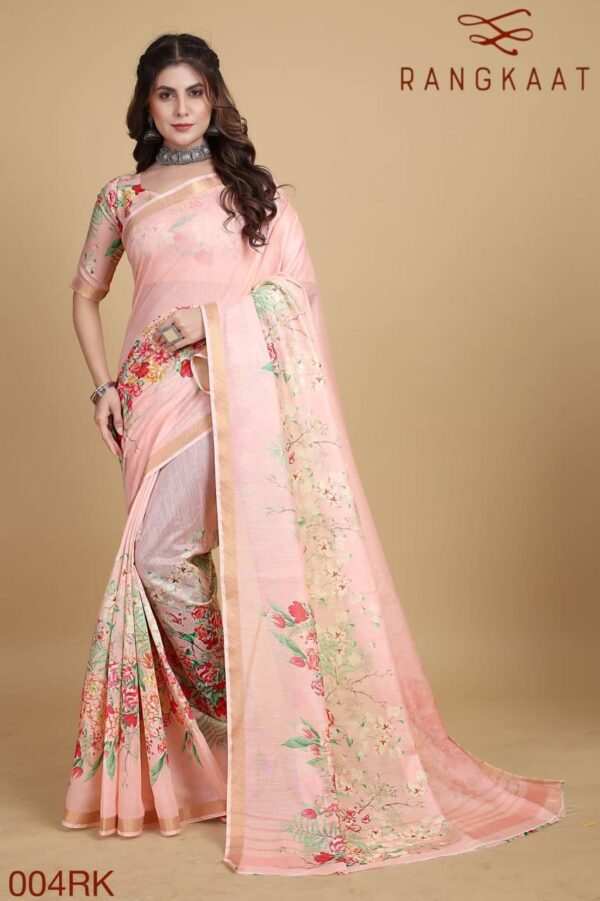 Stylish Party Wear Design Pink Saree in Cotton