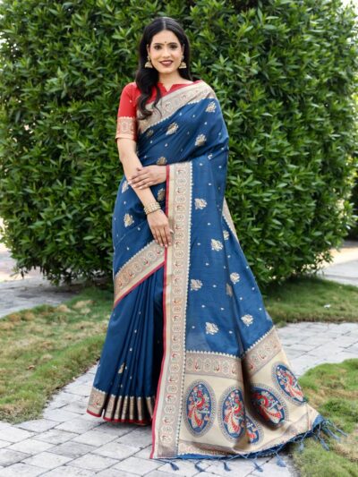 Wedding Function wear Silk Blue Saree