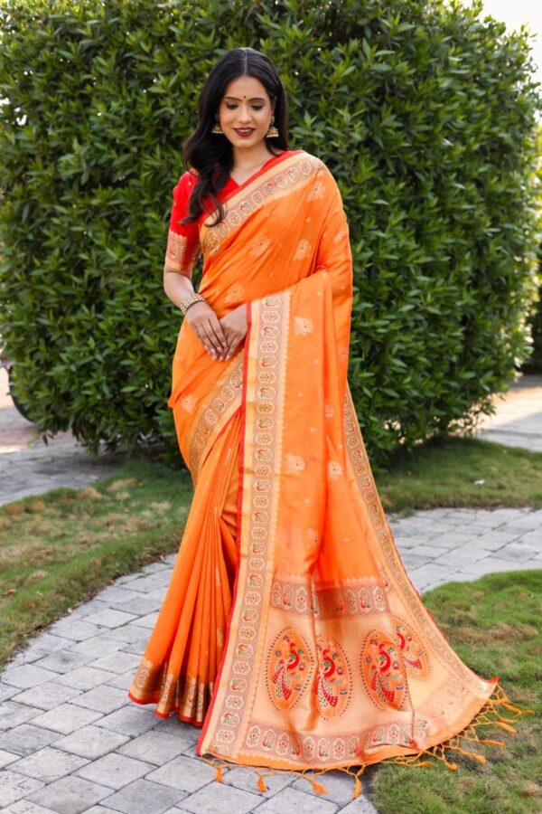 Traditional wear Silk Orange Saree