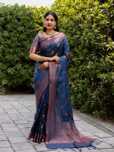 Designer Traditional Silk Blue Saree