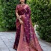 Wedding Trending Banarasi Purple Saree