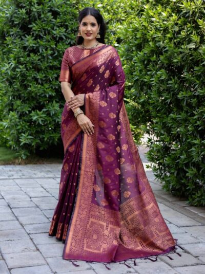 Wedding Trending Banarasi Purple Saree