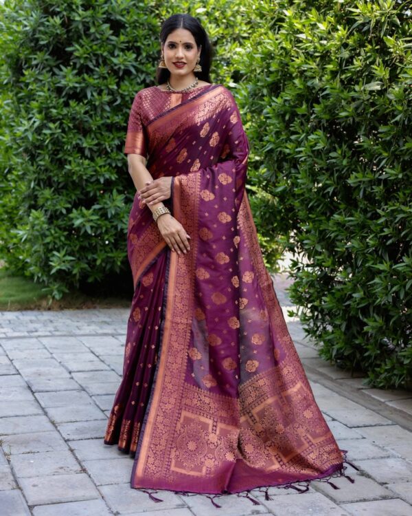 Wedding Trending Banarasi Purple Saree