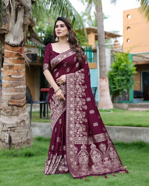 Designer Border Silk Purple Saree