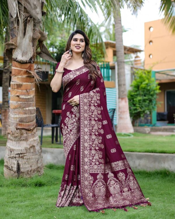 Designer Border Silk Purple Saree