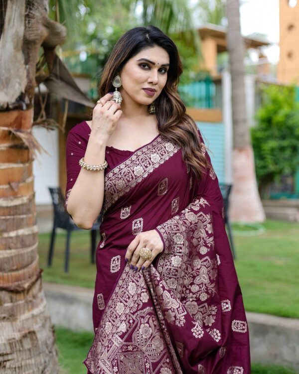 Designer Border Silk Purple Saree
