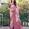 Festival Wear Floral Printed Silk Pink Saree