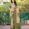 Stylish Designer Green Saree With Print