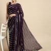 Wedding Party Sequence Work Purple Saree