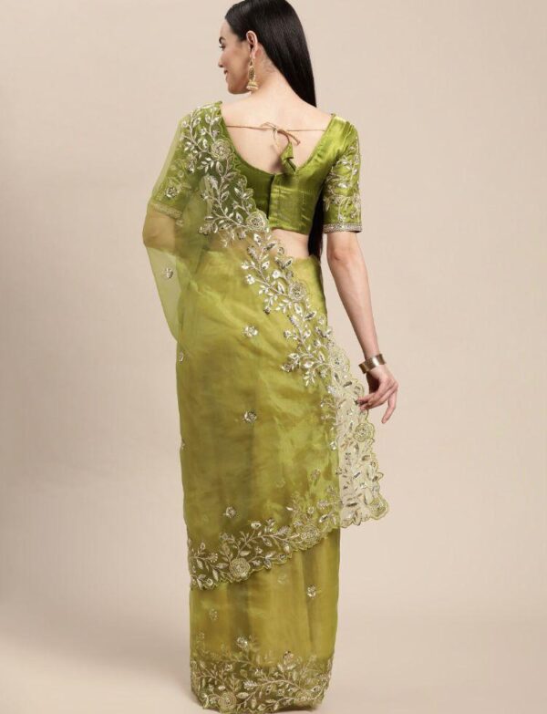 Mahendi Green Saree Work Border