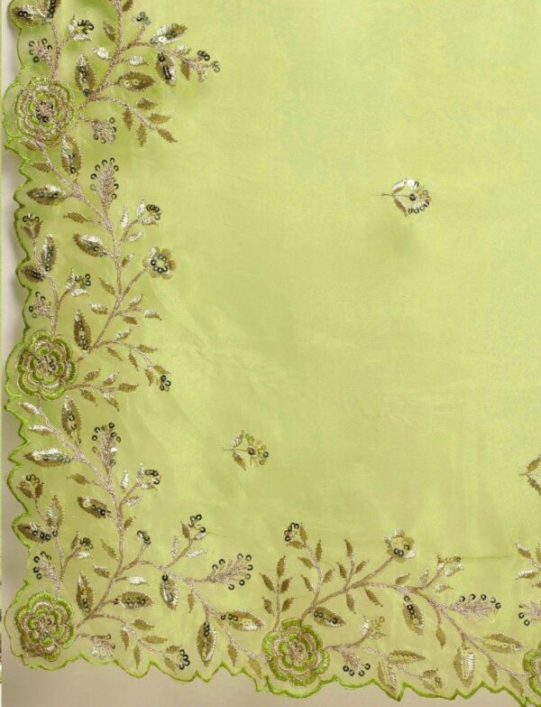 Mahendi Green Saree Work Border