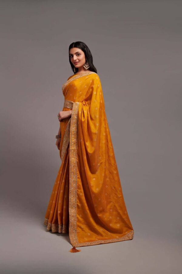Wedding Haldi Yellow Saree Work Border
