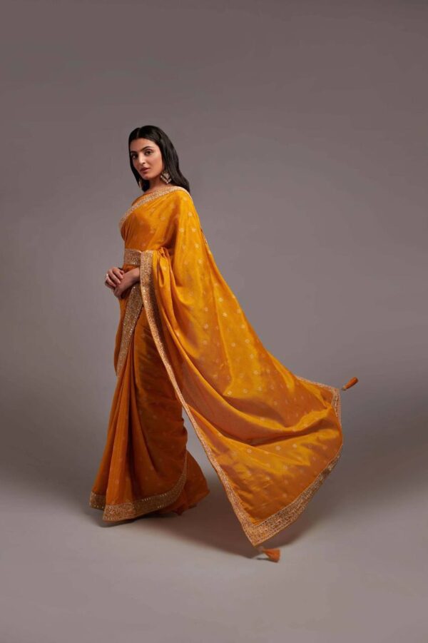 Wedding Haldi Yellow Saree Work Border